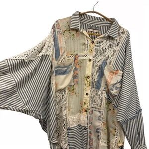 Kimchi Blue Hickory Patchwork Button down in M